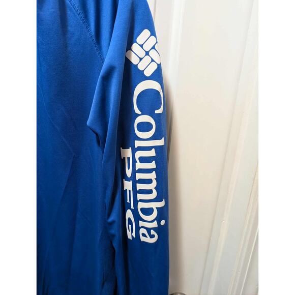 Columbia PFG Hoodie Men's L Blue Fishing Shirt Long Sleeves Omni-Shade Athletic - Picture 2 of 8
